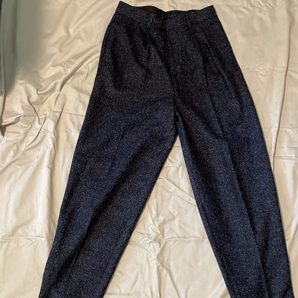 Mens ASOS High-Waisted Pleated Blue Pants